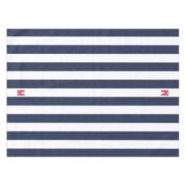 ネイビーカバナストライプ&レッドパーソナライズされたモノグラム テーブルクロス