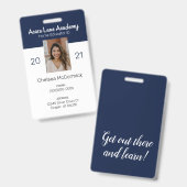 ネイビーカラーの清潔なホームスクール教育者IDバッジ バッジ (表裏)