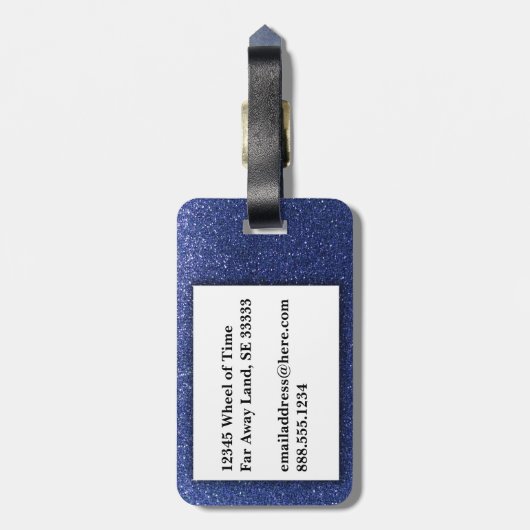 ネイビーガーリーブルーシルバーグラデーショングリッタースパークレス ラゲッジタグ (裏面縦)