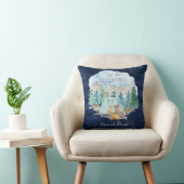 ネイビーキャンピングアドベンチャーフォレスト男の赤ちゃん誕生統計 クッション (椅子)