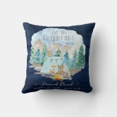 ネイビーキャンピングアドベンチャーフォレスト男の赤ちゃん誕生統計 クッション (裏面)