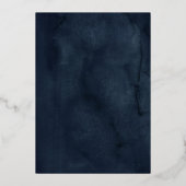 ネイビーキンセアニェラフローラスパークル金ゴールドティアラ 箔招待状 (裏面)