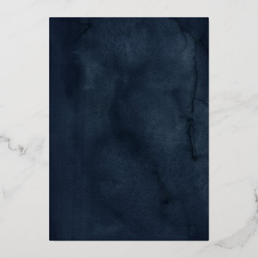 ネイビーキンセアニェラフローラスパークル金ゴールドティアラ 箔招待状 (裏面)