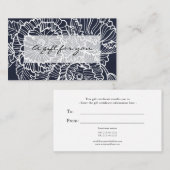 ネイビーギフト券の白い線の花 名刺 (正面/裏面)