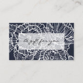 ネイビーギフト券の白い線の花 名刺 (正面)