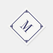 ネイビーギリシャ鍵縁どモノグラム スタンダードカクテルナプキン (角)