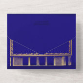 ネイビーギルドバラ図書室結婚式招待状 オールインワン招待状 (裏面)