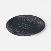 ネイビーギルドバラ金ゴールド植物学ブライダルシャワー ペーパープレート (アングル)