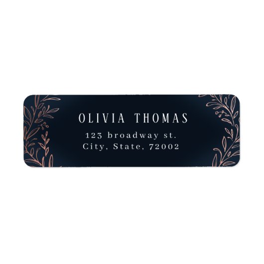 ネイビーギルドバラ金ゴールド植物学差出人住所 ラベル (正面)