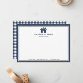 ネイビーギンガパーソナライズされたム実在エステートエージェントフラット ノートカード (正面/裏面インサイチュ)