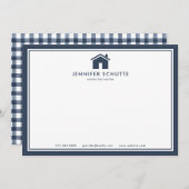 ネイビーギンガパーソナライズされたム実在エステートエージェントフラット ノートカード (正面/裏面)