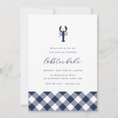 ネイビーギンガム | クラシック夏ロブスター焼きパーティー 招待状 (正面)