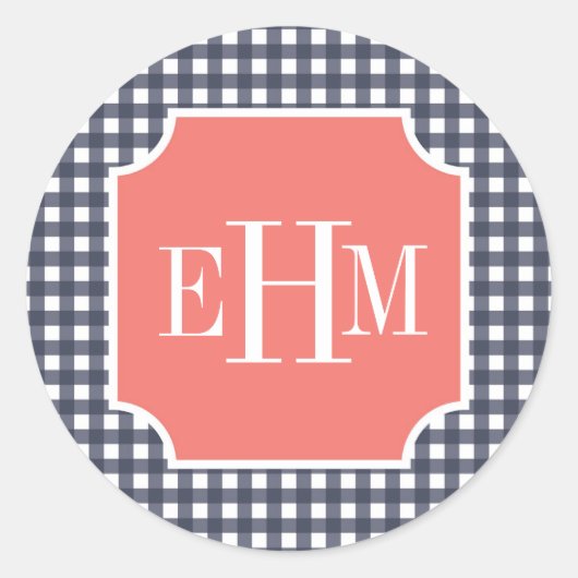 ネイビーギンガム ラウンドシール (正面)