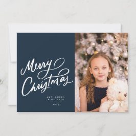 ネイビークラシックハンドレターメリークリスマス シーズンカード
