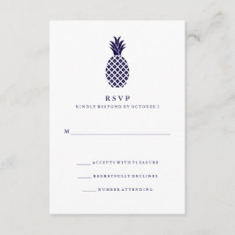 ネイビークラシックパイナップルウェディングRSVP 出欠カード