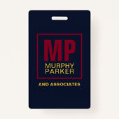 ネイビークラシックブルゴーニュ金ゴールドモノグラムロゴ写真 バッジ (裏面)