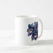 ネイビークラシックブルーと紫のオーキッドコーヒーマグ コーヒーマグカップ (正面右)