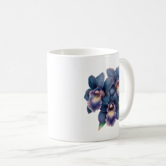 ネイビークラシックブルーと紫のオーキッドコーヒーマグ コーヒーマグカップ (正面右)