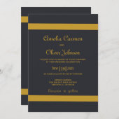 ネイビークラシックブルーと金ゴールドの招待 (正面/裏面)