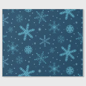 ネイビークラシックブルーのクリスマススノーフレーク ラッピングペーパー (フラット)