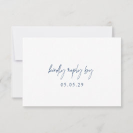 ネイビークラシックブルーエレガントな結婚式 出欠カード