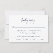 ネイビークラシックブルーエレガントな結婚式 出欠カード (裏面)