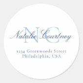 ネイビークラシックブルーミニマリスト2モノグラム ラウンドシール (正面)