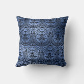 ネイビークラシックブルーメタルフォイルスワーズダマスク クッション (裏面)