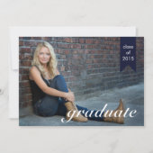 ネイビークラシックブルー卒業発表 – 招待状 (正面)