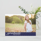 ネイビークラシックブルー卒業発表 – 招待状 (スタンド正面)