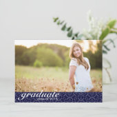 ネイビークラシックブルー卒業発表 – 招待状 (スタンド正面)