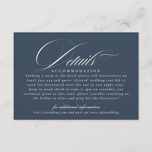 ネイビークラシックブルー書道結婚の詳細 エンクロージャーカード (正面)