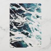 ネイビークラシックブルー沿岸結婚のフォイル招待状 箔招待状 (裏面)