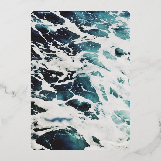 ネイビークラシックブルー沿岸結婚のフォイル招待状 箔招待状 (裏面)