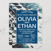 ネイビークラシックブルー沿岸結婚式招待状 招待状 (正面/裏面)