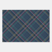 ネイビークラシックホリデープレイドクリスマス ラッピングペーパーシート (正面)