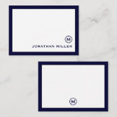 ネイビークラシックホワイトモノグラムノートカード ノートカード (正面/裏面)