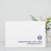 ネイビークラシックモノグラムパーソナライズされた文具 便箋 (スタンド正面)