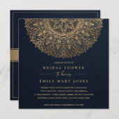 ネイビークラシック金ゴールド華美マンダラブライダルシャワー 招待状 (正面/裏面)