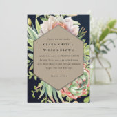 ネイビークラフト砂漠の多肉性のサボテンの結婚葉 招待状 (スタンド正面)