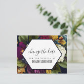 ネイビークラフトBURGUNDY結婚フローラの日付の変更 案内ポストカード (スタンド正面)