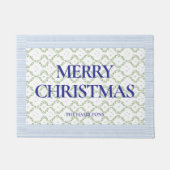 ネイビークリスマスカスタマイズ可能なコテージ ドアマット (正面)