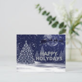 ネイビークリスマスツリーダークスノーナイト ポストカード (スタンド正面)
