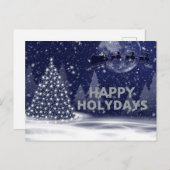 ネイビークリスマスツリーダークスノーナイト ポストカード (正面/裏面)