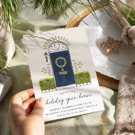 ネイビークリスマスドア | ホリデーオープンハウス 招待状