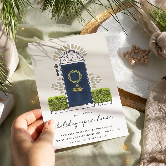 ネイビークリスマスドア |ホリデーオープンハウス 招待状