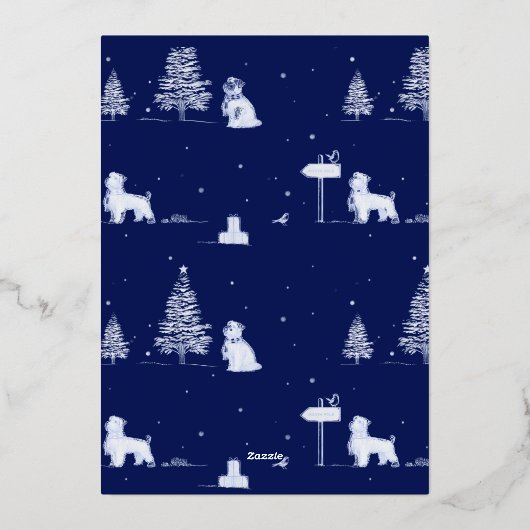 ネイビークリスマスフォトゴールドフォイル冬のトイル 箔シーズンカード (裏面)