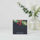 ネイビークリスマスホリーベリースタッドイヤリングディスプレイ スクエア名刺 (スタンド正面)