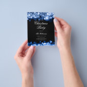 ネイビークリスマスライト招待状プログラム&メニュー チラシ (手)