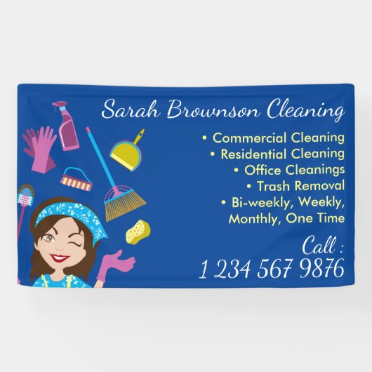 ネイビークリーニングのビジネススターター広告 横断幕 (横)